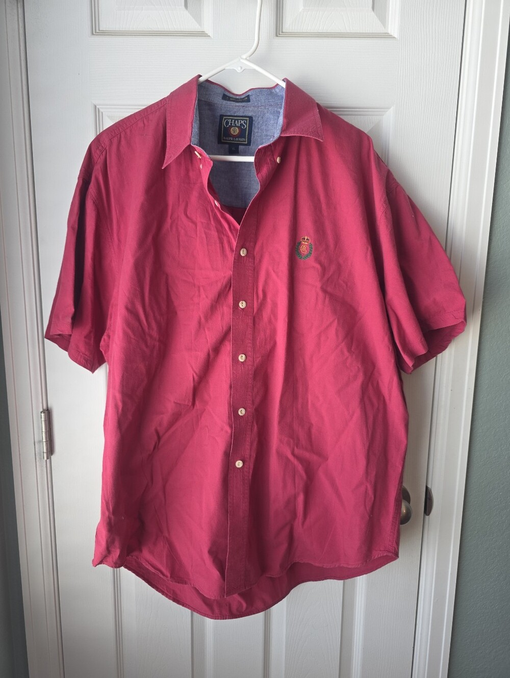 Vintage Chaps Ralph Lauren Short Sleeve Shirt Men's XLarge Red Button up